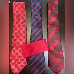 3 ties and hanker chief included in set